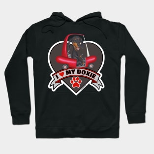 Funny Cute I Love My Doxie Dachshund Dog Heart Design Hoodie